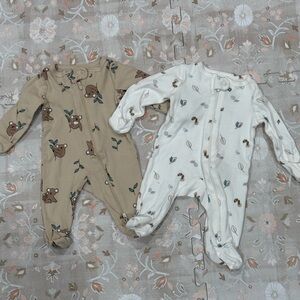 Adorable Baby Onesies Set - White and Tan